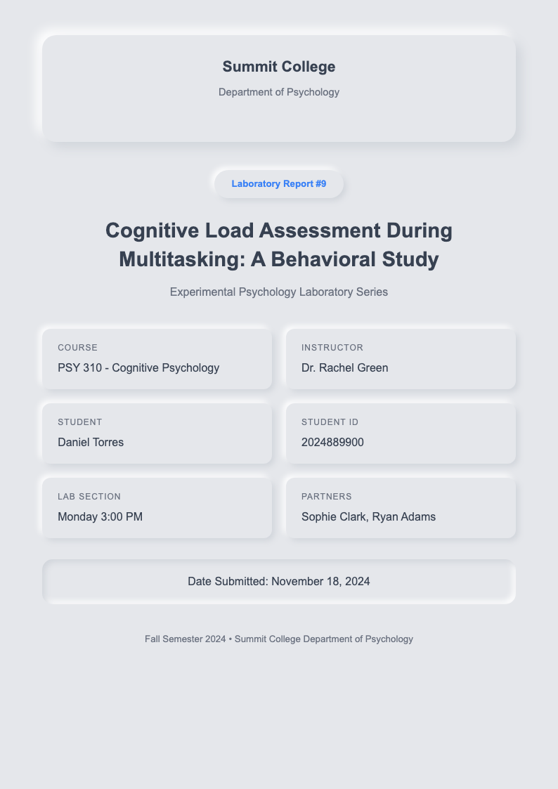 Neomorphism lab report cover page